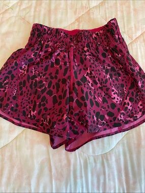 Pink Leopard Print Athletic Shorts